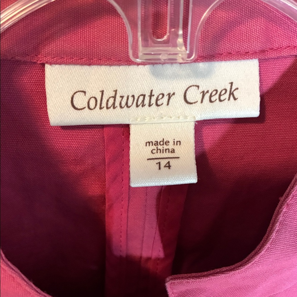 Coldwater Creek Women's 14 Fuchsia Cropped Jacket Blazer Pockets Career Pink - Picture 3 of 9